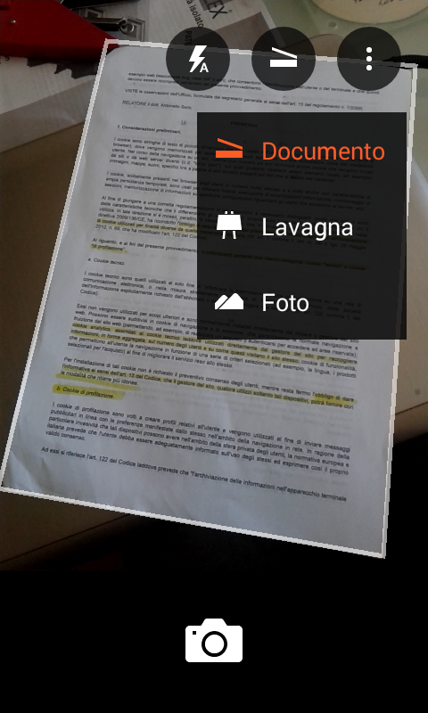 Scansione documenti su Android con Office Lens