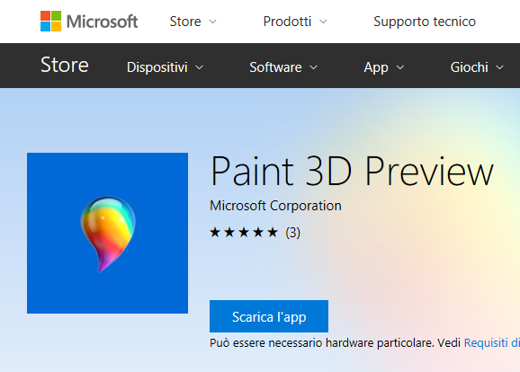 Scaricare Paint 3D e provarlo in anteprima