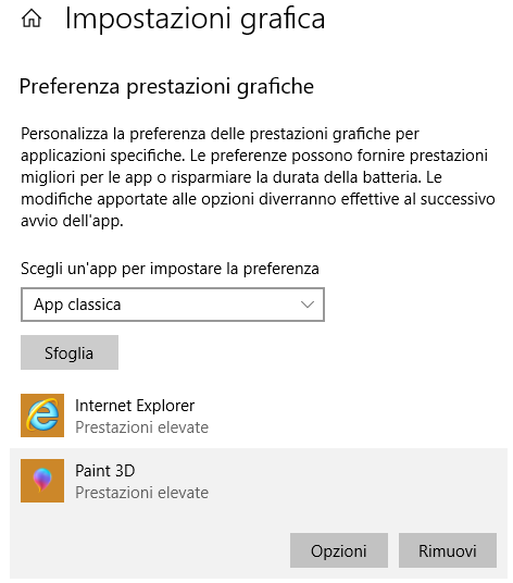 Scegliere la scheda grafica da usare con Windows 10