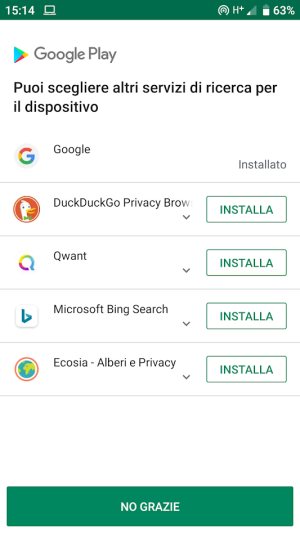 Google fa scegliere il motore di ricerca predefinito su Android