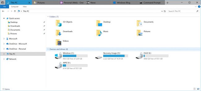 Esplora file in Windows 10 si arricchisce con il supporto per le schede