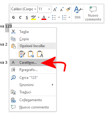 Come scrivere testo nascosto in Word