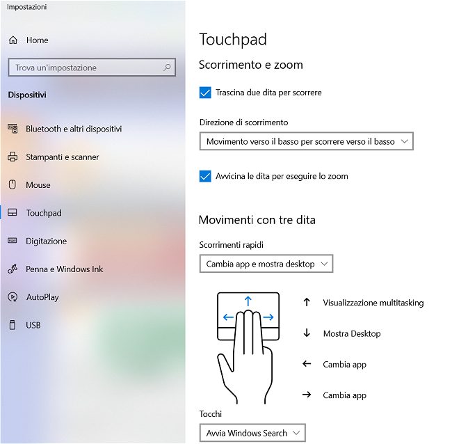 Lo scrolling con due dita non funziona in Windows 10