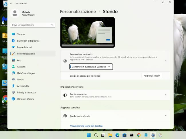 Sfondo Windows 11: come cambiare in automatico quello del desktop e della schermata di blocco