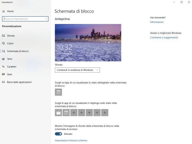 Sfondo Windows 10, come modificare quello della schermata di blocco