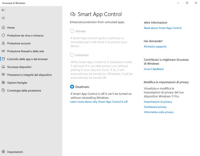 Smart App Control: perché per usare la protezione è obbligatorio il reset di Windows 11