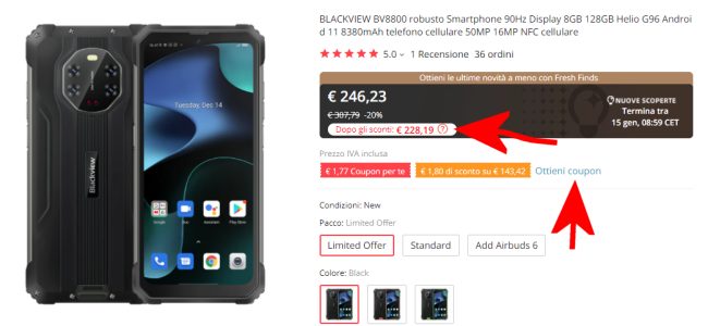 Smartphone resistente a urti e cadute: Blackview BV8800 a meno di 230 euro