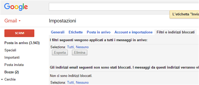 Filtrare, smistare e organizzare email