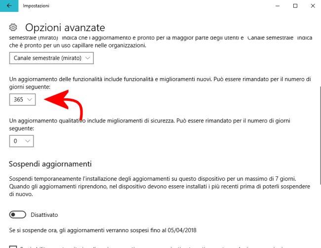 sospendere l'aggiornamento a windows 10 aggiornamento di ottobre 2018