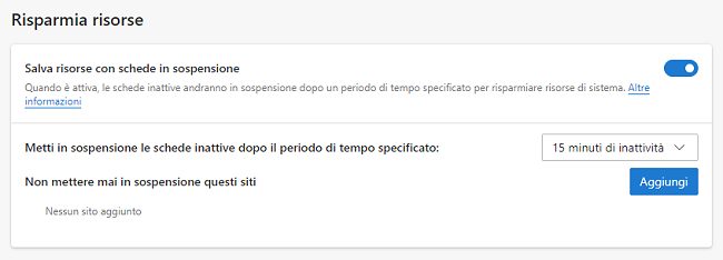 Edge: come risparmiare memoria tenendo più schede aperte