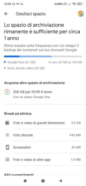 Spazio Google Foto scarseggia: ecco come risolvere