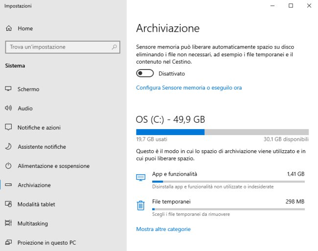 Spazio riservato Windows 10: cos'è e come funziona