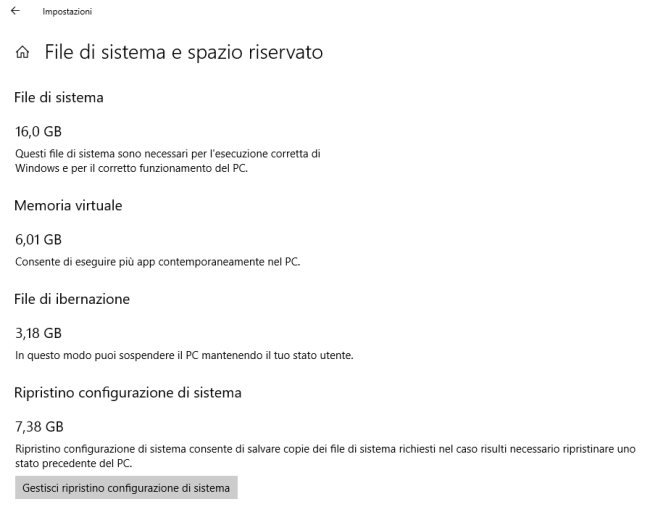 Spazio riservato Windows 10: cos'è e come funziona