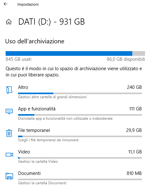 Spazio occupato su disco e dimensioni delle cartelle in Windows