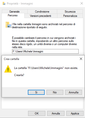 Spostare cartella documenti e download in un altro disco