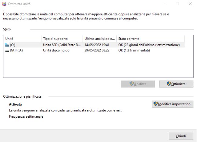 Come ottimizzare SSD in Windows