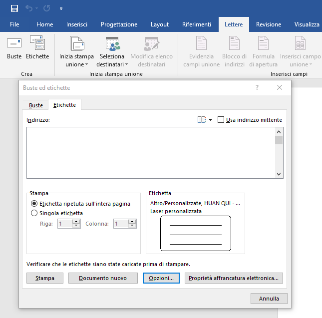 Stampa etichette veloce con Microsoft Word e LibreOffice Writer