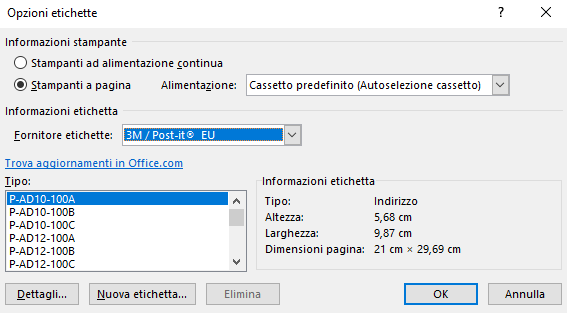 Stampa etichette veloce con Microsoft Word e LibreOffice Writer