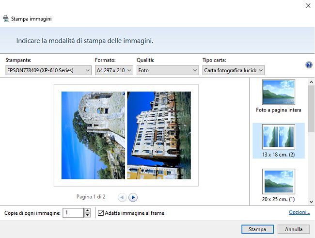Stampa foto con Windows 10 senza usare altri programmi