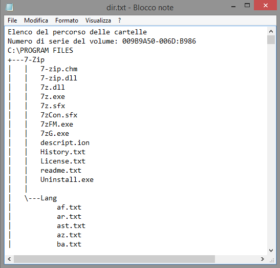 Stampare elenco dei file in una cartella con Windows 8.1, Windows 7 e Windows XP