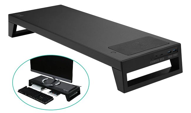 Supporto monitor intelligente LANQ con porte USB, ricarica wireless, WiFi e Bluetooth