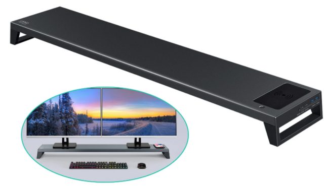 Supporto monitor intelligente LANQ con porte USB, ricarica wireless, WiFi e Bluetooth