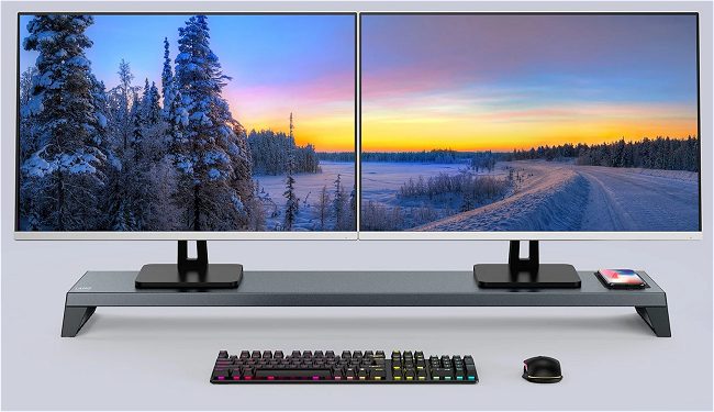 Supporto monitor intelligente LANQ con porte USB, ricarica wireless, WiFi e Bluetooth