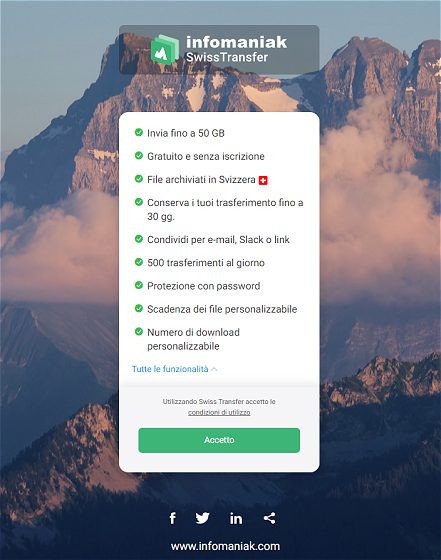 Come inviare file di grandi dimensioni con Swisstransfer