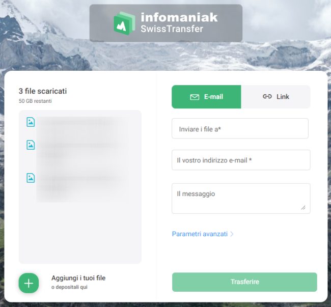 Come inviare file di grandi dimensioni con Swisstransfer