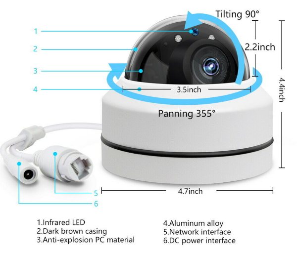 Telecamera IP WiFi 1080p PTZ PoE compatibile ONVIF: in offerta su eBay