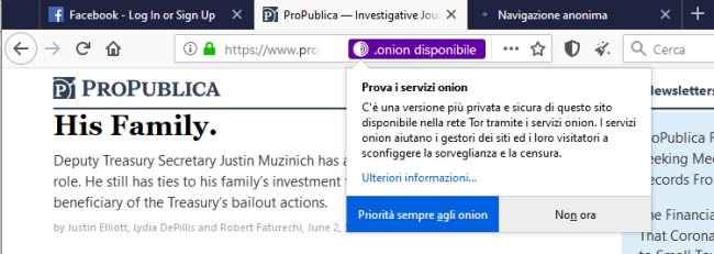 Tor Browser rende più semplice l'accesso ai siti Onion