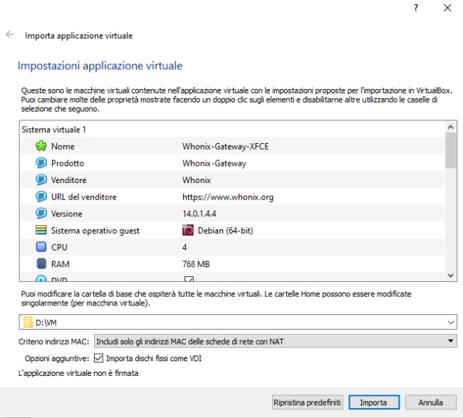 Isolare Tor e utilizzare la rete all'interno di una macchina virtuale