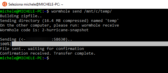 Trasferimento file a distanza da riga di comando: Magic Wormhole