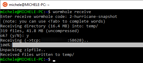 Trasferimento file a distanza da riga di comando: Magic Wormhole
