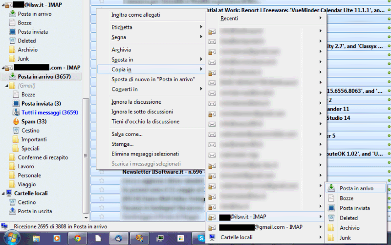 Trasferire e-mail da un account all'altro via IMAP