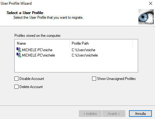 Trasferire account utente Windows da un sistema all'altro