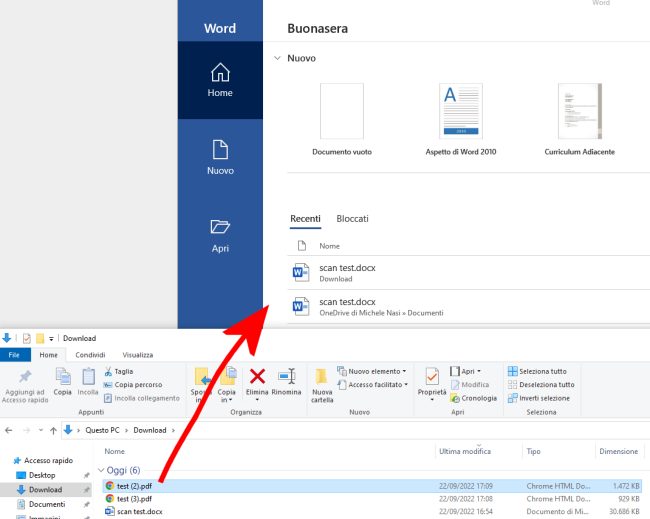 Trasformare PDF in Word usando solo Office
