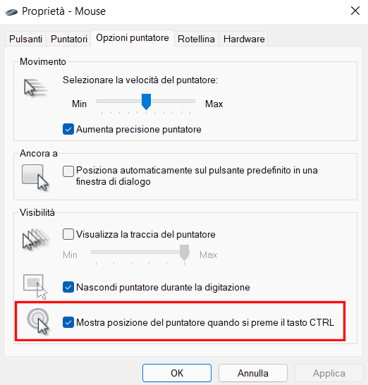 Come trovare il puntatore del mouse sullo schermo
