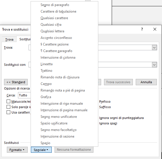 Come sostituire caratteri in un documento Word
