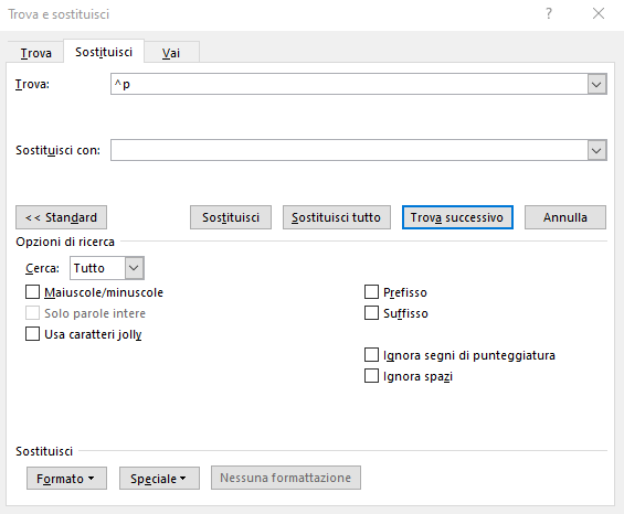 Come sostituire caratteri in un documento Word
