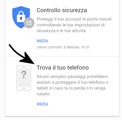 Trovare il telefono perso o rubato dall'account Google