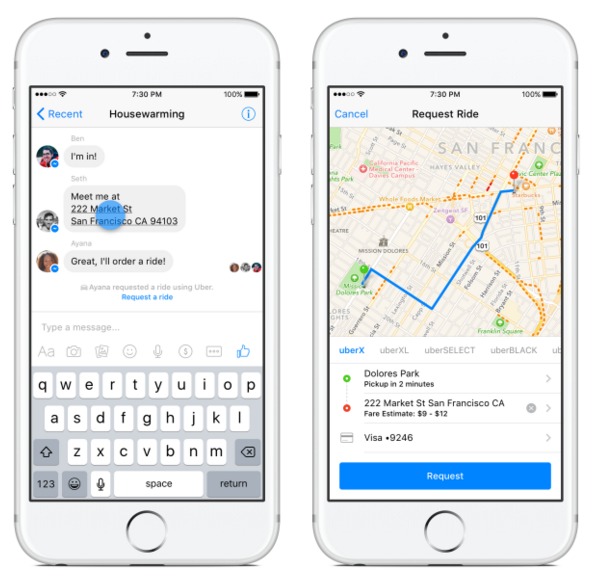 Uber si allea con Facebook, prima corsa gratuita