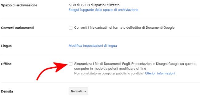 Usare documenti Google, Drive e Gmail offline