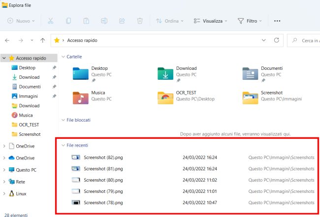 Come vedere ultimi file aperti in Windows