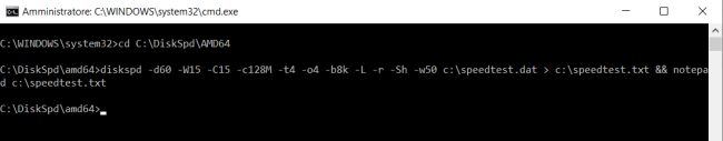 Come provare la velocità di hard disk e SSD con DiskSpd