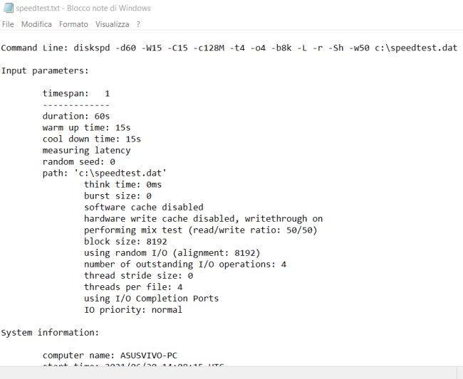 Come provare la velocità di hard disk e SSD con DiskSpd