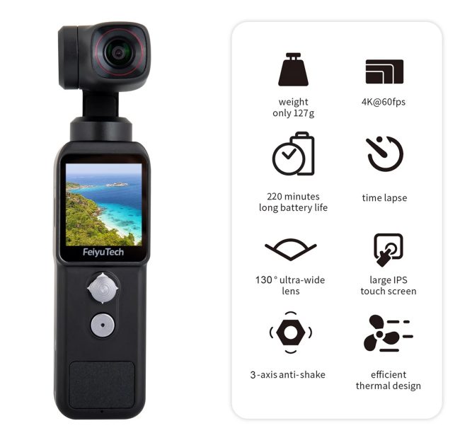 Videocamera con gimbal stabilizzatore: Feiyu Pocket 2 in offerta