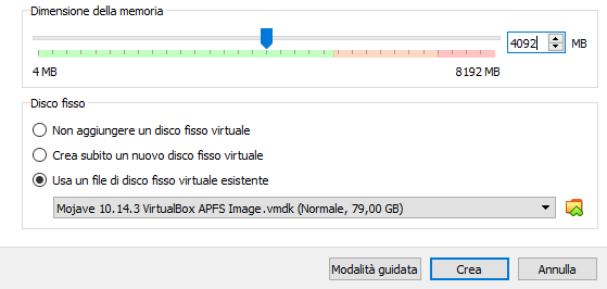 Virtualizzare macOS Mojave con Virtualbox
