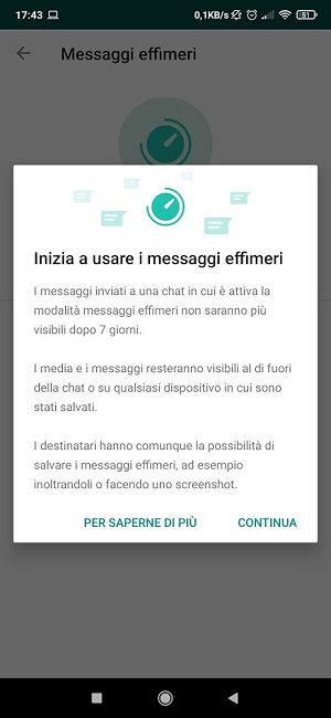 WhatsApp, messaggi effimeri al debutto nell'applicazione di messaggistica