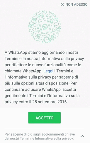 Evitare la condivisione dei dati da parte di WhatsApp